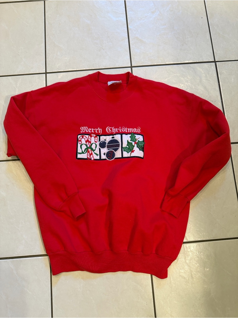 Vintage Cheek-O Christmas Sweatshirt Women Size Large Red Made USA